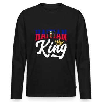 Haïti Roi Haïti Haïti Drapeau - T-shirt manches longues Premium bio Homme - noir - Devant - Nico (187cm)