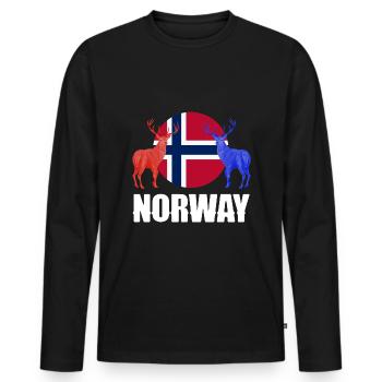Norway Norwegian Norway Flag Stags Silhouettes - Men's Premium Organic Long Sleeve Shirt - black - Front - Nico (187cm)