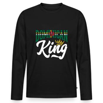 Dominican King Dominica Dominican Dominica Flag - Men's Premium Organic Long Sleeve Shirt - black - Front - Nico (187cm)