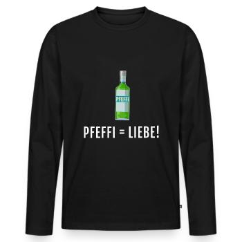 Pfefferminz Likör Pfeffi Vatertag Sauf - Männer Premium Bio Langarmshirt - Schwarz - Vorne - Nico (187cm)