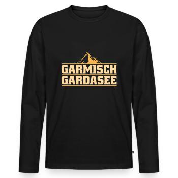 Alpenüberquerung Garmisch Gardasee - Männer Premium Bio Langarmshirt - Schwarz - Vorne - Nico (187cm)