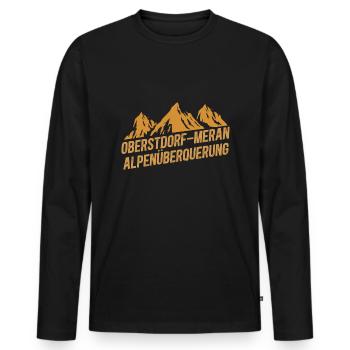 Crossing the Alps Oberstdorf Merano E5 long-distance hiking trail - Men's Premium Organic Long Sleeve Shirt - black - Front - Nico (187cm)