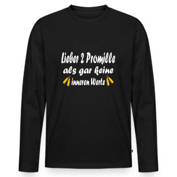 Lieber 2 Promille Als Gar Keine Inneren Werte Bier - Männer Premium Bio Langarmshirt - Schwarz - Vorne - Nico (187cm)