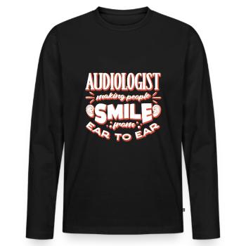 Pediatric Audiologist Audiology Smile From Ear To - Männer Premium Bio Langarmshirt - Schwarz - Vorne - Nico (187cm)