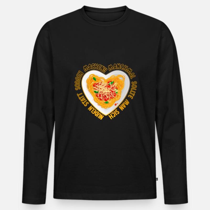 Statt Sorgen Nudeln machen - Männer Premium Bio Langarmshirt - Schwarz