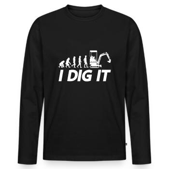 Retro Excavator Slogan Excavator Driver Construction Site - T-shirt manches longues Premium bio Homme - noir - Devant - Nico (187cm)