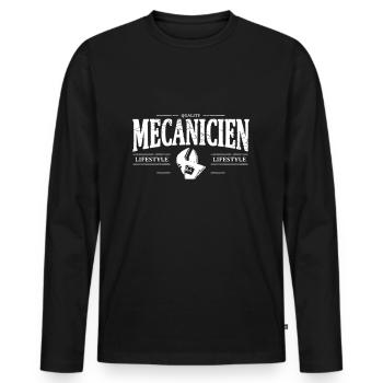 mecanicien - T-shirt manches longues Premium bio Homme - noir - Devant - Nico (187cm)