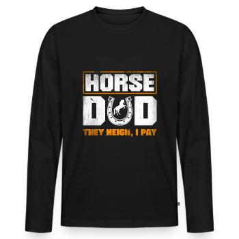 Equestrianism Equestrian Horse Riding Horse Dad - Men's Premium Organic Long Sleeve Shirt - black - Front - Nico (187cm)