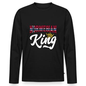 Norwegischer König Norwegen Norwegische Flagge - Männer Premium Bio Langarmshirt - Schwarz - Vorne - Nico (187cm)