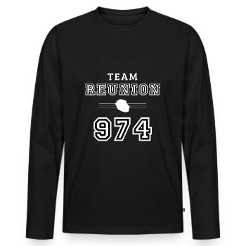 TEAM REUNION 974 - T-shirt manches longues Premium bio Homme - noir - Devant - Nico (187cm)