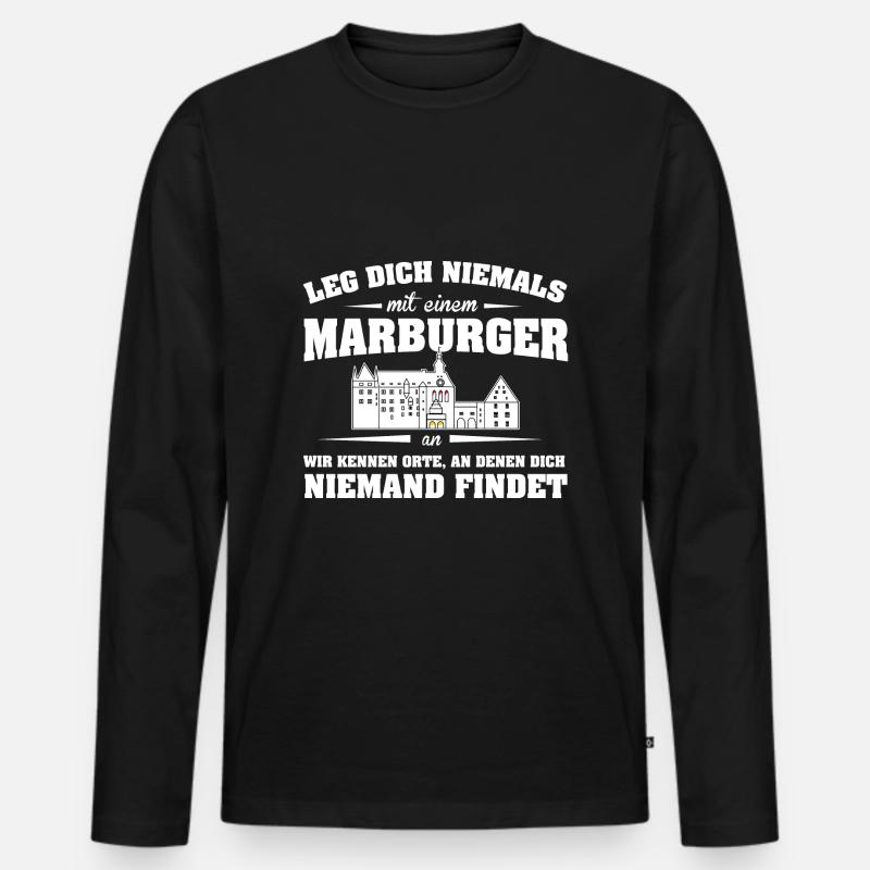 Marburger Tshirt-Anlegen - Männer Premium Bio Langarmshirt - Schwarz