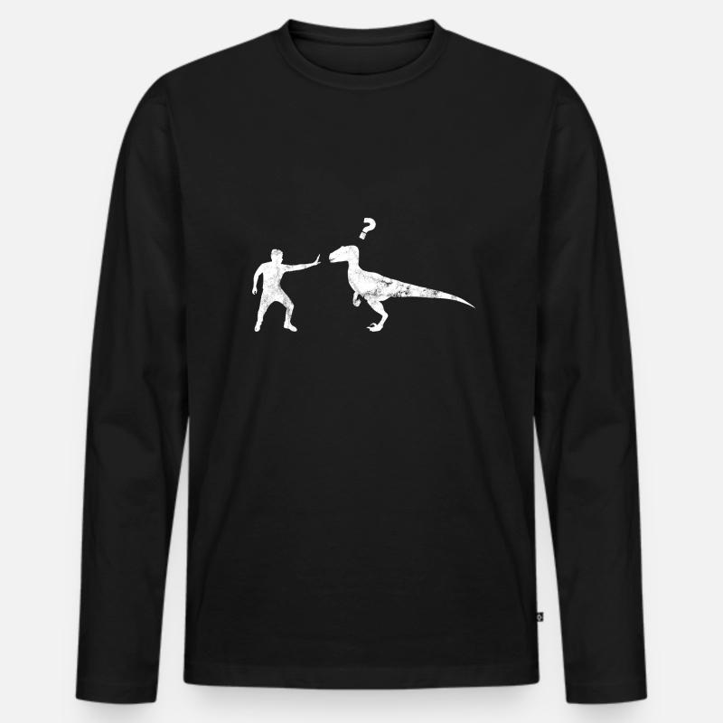 Velociraptor Dinosaurier - Männer Premium Bio Langarmshirt - Schwarz