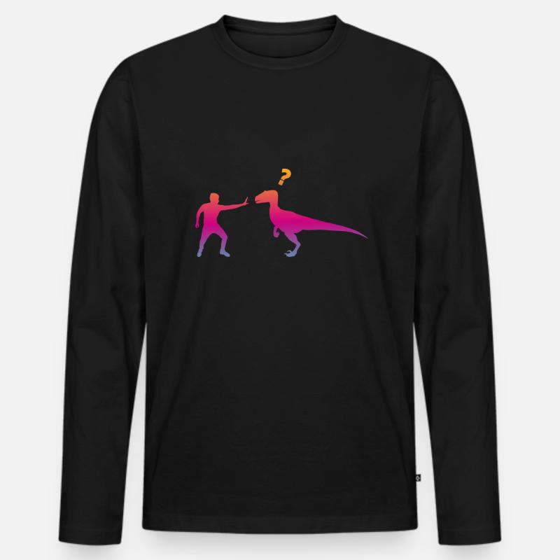 Velociraptor Dinosaurier - Männer Premium Bio Langarmshirt - Schwarz