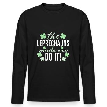 The Leprechauns Made Me Do It St. Patrick - Männer Premium Bio Langarmshirt - Schwarz - Vorne - Nico (187cm)