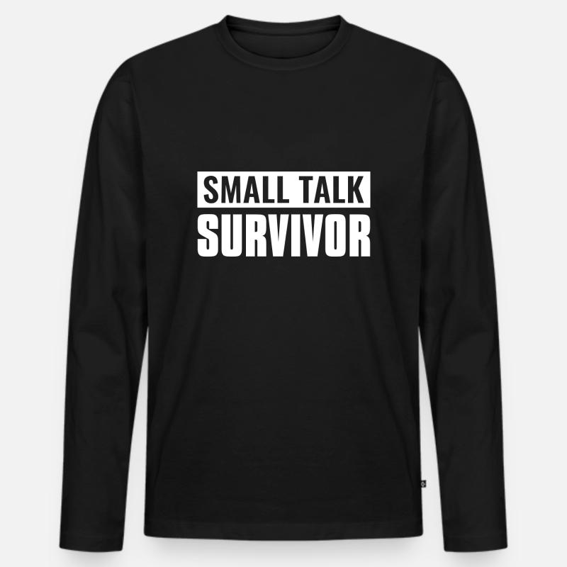 Small Talk Survivor - Männer Premium Bio Langarmshirt - Schwarz