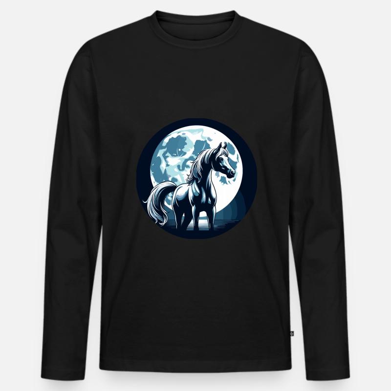 Arabische Pferdekunst - Männer Premium Bio Langarmshirt - Schwarz