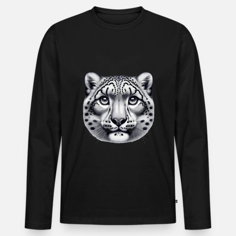 Schneeleopard Leopard Weißer Leopard - Männer Premium Bio Langarmshirt - Schwarz