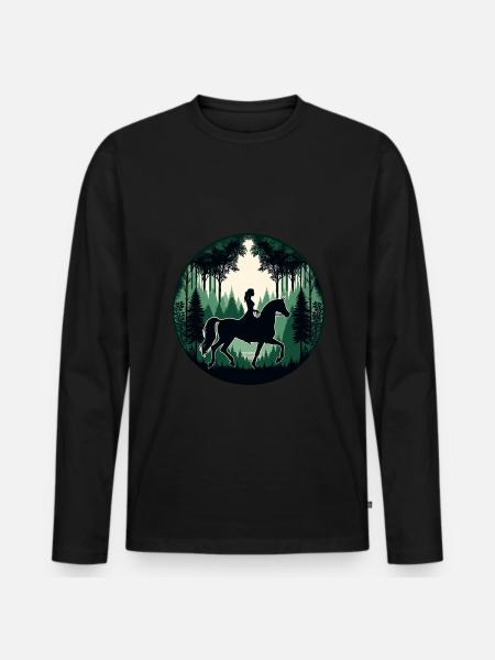 Arabisches Pferd Frau - Männer Premium Bio Langarmshirt - Schwarz