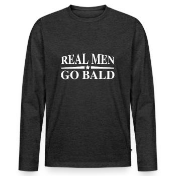 Echte Männer gehen kahl - Männer Premium Bio Langarmshirt - Anthrazit meliert - Vorne - Nico (187cm)
