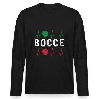 Bocce Ball Player Boules Bocce Heartbeat - Männer Premium Bio Langarmshirt - Schwarz - Vorne - Nico (187cm)