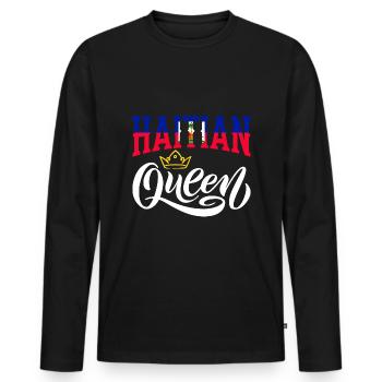 Haïti Reine Haïti Haïti Drapeau - T-shirt manches longues Premium bio Homme - noir - Devant - Nico (187cm)