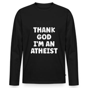 Funny Atheist Skeptic Anti Religion Christmas - Men's Premium Organic Long Sleeve Shirt - black - Front - Nico (187cm)