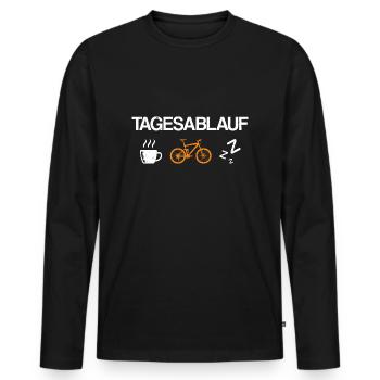 Tagesablauf Kaffee Mountainbike und Schlafen - Männer Premium Bio Langarmshirt - Schwarz - Vorne - Nico (187cm)