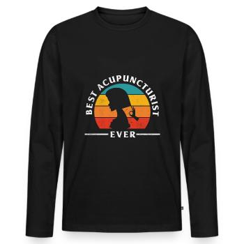 Acupuncture Best Acupuncturist Ever - Men's Premium Organic Long Sleeve Shirt - black - Front - Nico (187cm)