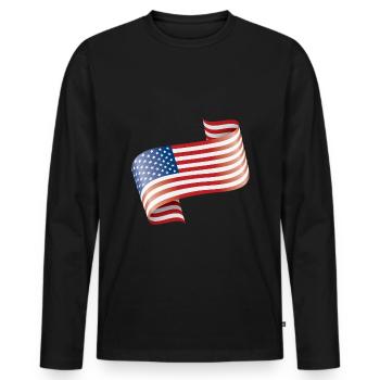 Drapeau des États-Unis de l’Amérique - T-shirt manches longues Premium bio Homme - noir - Devant - Nico (187cm)