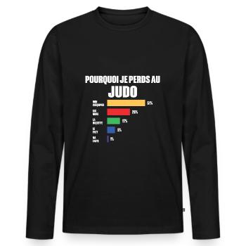 Judo-Trikot Ich kann nicht Ich habe Judo - Männer Premium Bio Langarmshirt - Schwarz - Vorne - Nico (187cm)