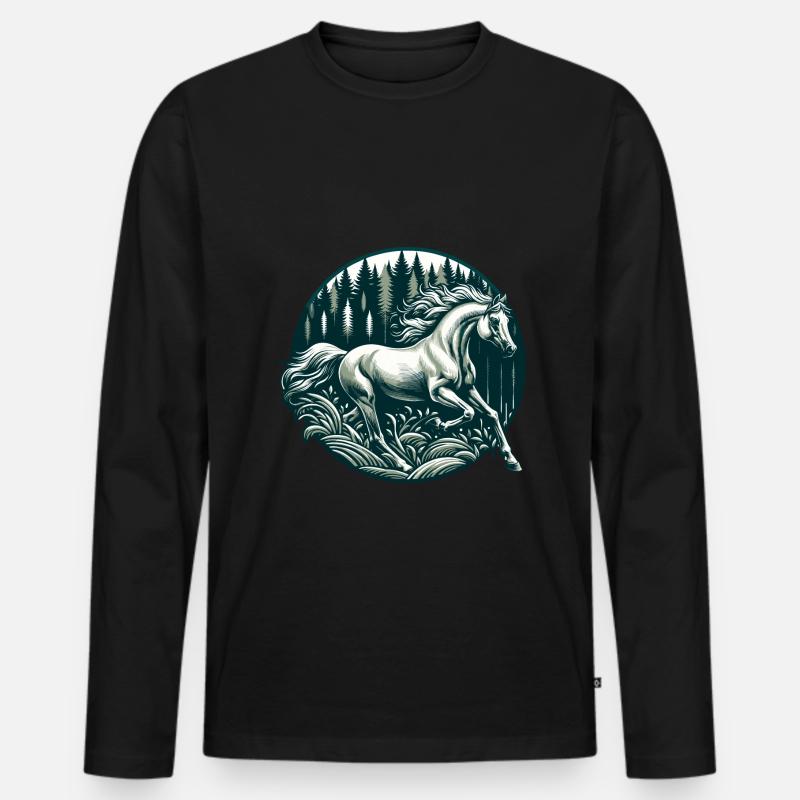Arabische Pferdekunst - Männer Premium Bio Langarmshirt - Schwarz