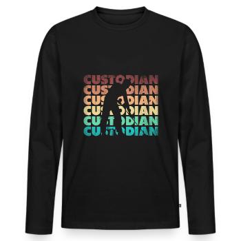 School Custodian Janitor Silhouette - Men's Premium Organic Long Sleeve Shirt - black - Front - Nico (187cm)