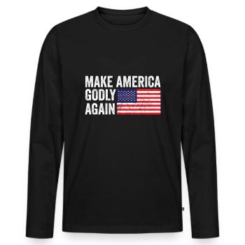Rendre l’Amérique pieuse, aimer à nouveau la foi de Dieu - T-shirt manches longues Premium bio Homme - noir - Devant - Nico (187cm)