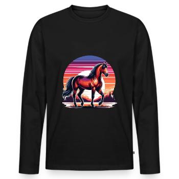 Brown Quarter Horse Art - Men's Premium Organic Long Sleeve Shirt - black - Front - Nico (187cm)