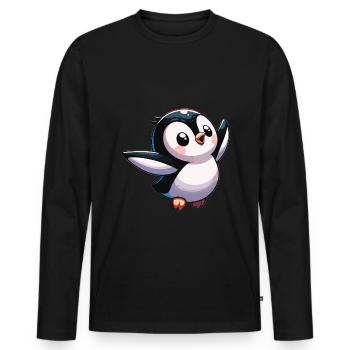 Pingouin volantPetit pingouin Amoureux des pingouins - T-shirt manches longues Premium bio Homme - noir - Devant - Nico (187cm)