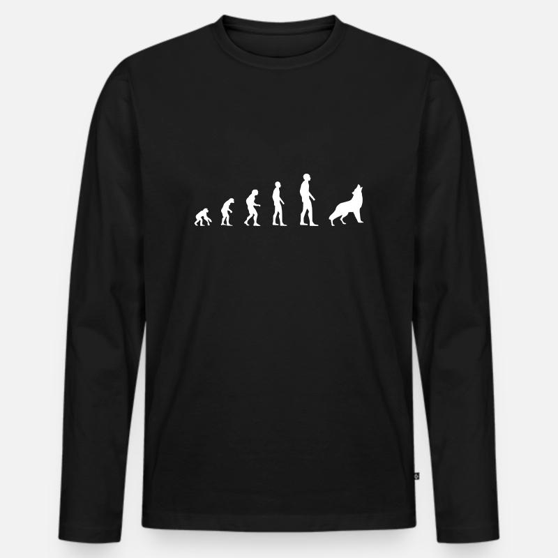 Wolf – Evolution - Men's Premium Organic Long Sleeve Shirt - black