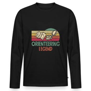Orienteer Runner Running Orienteering Legends - Men's Premium Organic Long Sleeve Shirt - black - Front - Nico (187cm)