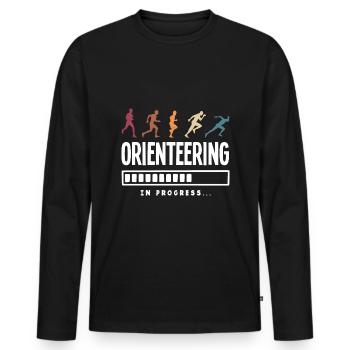 Orienteer Runner Running Orienteering - Men's Premium Organic Long Sleeve Shirt - black - Front - Nico (187cm)