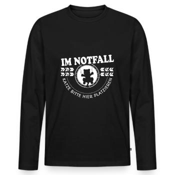 Katzen Tshirt Notfall - Männer Premium Bio Langarmshirt - Schwarz - Vorne - Nico (187cm)