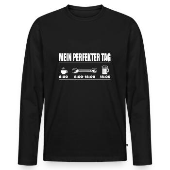 Mechaniker Mein Perfekter Tag Mechatroniker Kfzler - Männer Premium Bio Langarmshirt - Schwarz - Vorne - Nico (187cm)