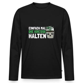 Einfach Mal die Kresse Halten Gartenlust Gärtner - Männer Premium Bio Langarmshirt - Schwarz - Vorne - Nico (187cm)