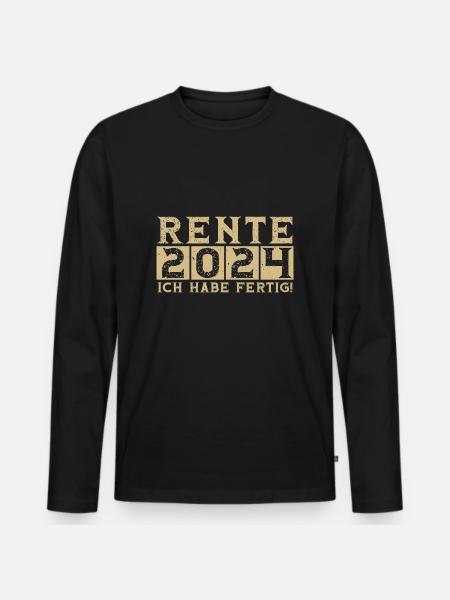 Rente 2024 Ich habe fertig - Männer Premium Bio Langarmshirt - Schwarz