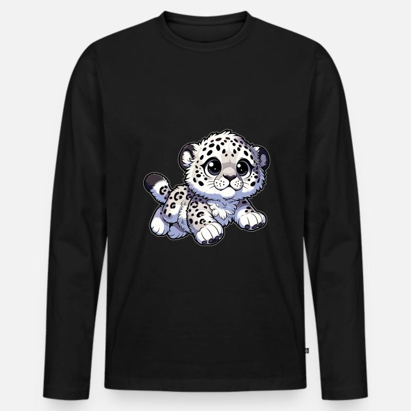 Schneeleopard Leopard Weißer Leopard - Männer Premium Bio Langarmshirt - Schwarz