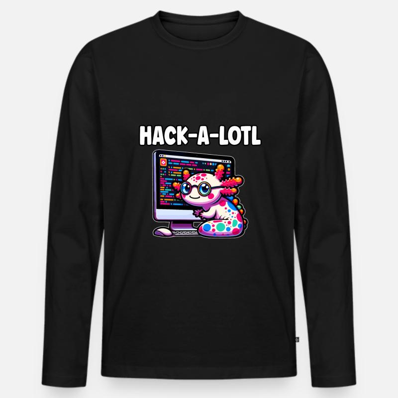 Funny Coding Axolotl Programming Gift - Men's Premium Organic Long Sleeve Shirt - black