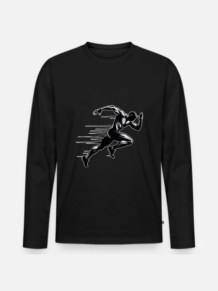 Bahnläufer Sprinter Sprint 100m Sprinter - Männer Premium Bio Langarmshirt - Schwarz