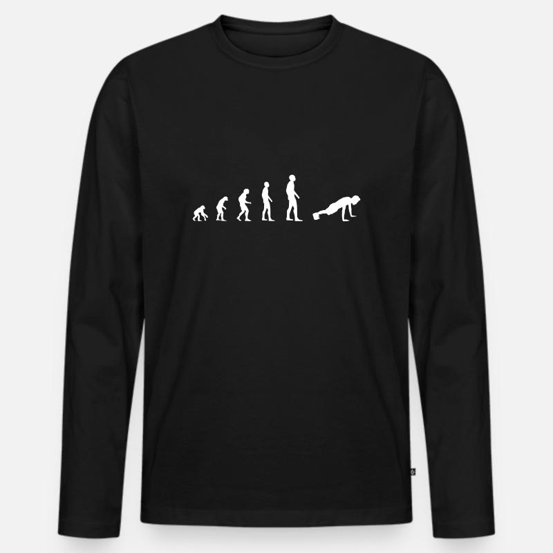 Fitness Liegestütz – Evolution - Männer Premium Bio Langarmshirt - Schwarz
