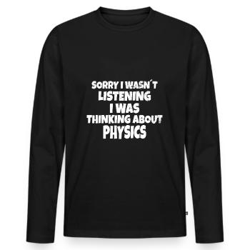 PHYSICS : thinking about physics - T-shirt manches longues Premium bio Homme - noir - Devant - Nico (187cm)