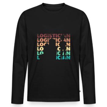 Silhouette de logisticien logistique - T-shirt manches longues Premium bio Homme - noir - Devant - Nico (187cm)