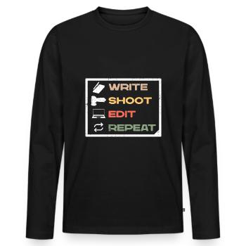 Journalist Journalism Write Edit Repeat - Männer Premium Bio Langarmshirt - Schwarz - Vorne - Nico (187cm)