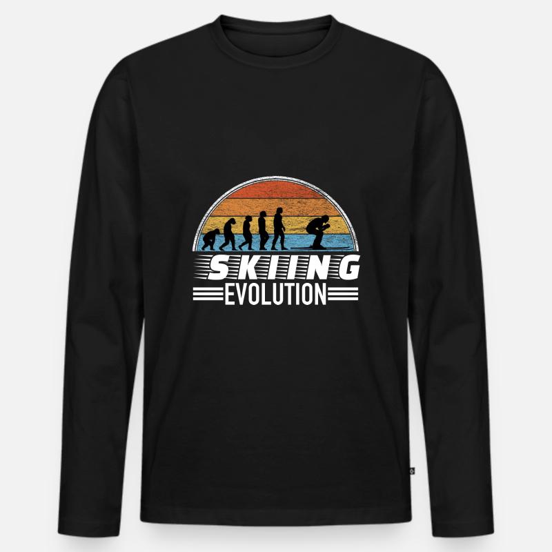 Skier saying evolution - Men's Premium Organic Long Sleeve Shirt - black